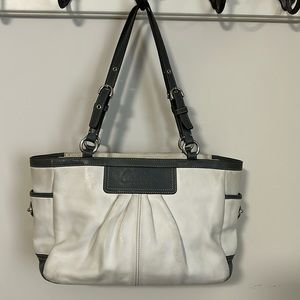 Coach cream/gray shoulder purse.